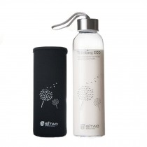 550 ML Unique and Stylish High-quality Glass Water Bottle Water Container,Black