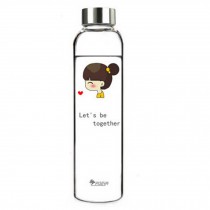 550 ML High-quality Glass Water Bottle Water Container,Lovely Girl