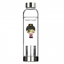 550 ML High-quality Portable Glass Water Bottle Water Container,Glasses Girl
