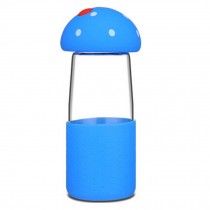 360 ML Cute Mushroom High-quality Glass Water Bottle Water Container,Blue