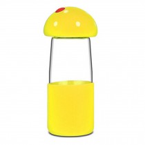 360 ML Cute Mushroom High-quality Glass Water Bottle Water Container,Yellow