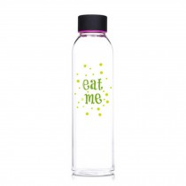 Creativity 550 ML Glass Water Bottle With Glass Wrapper Eat Me Green