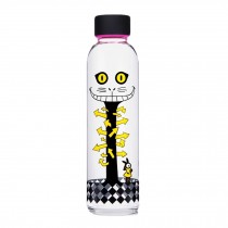 Creativity 550 ML Glass Water Bottle With Glass Wrapper Cat Black