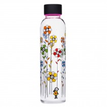 Creativity 550 ML Glass Water Bottle With Glass Wrapper Flower Yellow
