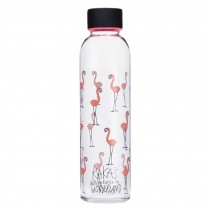Creativity 550 ML Glass Water Bottle With Glass Wrapper Avians Pink