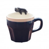 Deep Blue Handmade Original Cartoon Black Cat Ceramic Mug Coffee Cup Kitty