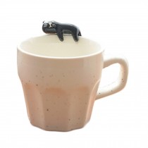 Star Dust White Mug Cartoon Black Cat Ceramic Handmade Coffee Cup Kitty