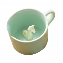 Creative Ceramic Giraffe Cartoon Coffee Cup with 3D Decor Green Mug