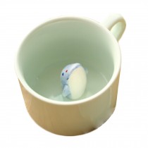 Homemade Ceramic Green Mug with Cartoon Dolphin Decor Milk Coffee Drinkware