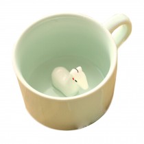 Ceramic Green Mug with Cartoon White Horse Milk Coffee Drinkware Artcrafts