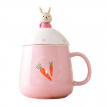 Ceramic Pink Mug with Cartoon White Rabbit Spoon Milk Coffee Drinkware Artcrafts