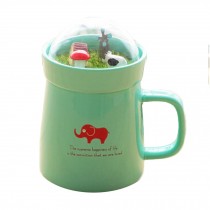 Blue Mug  with Cartoon Miniascape Milk Coffee Tea Original Design Homemade