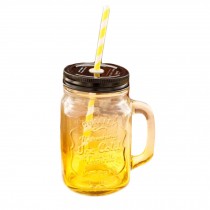Gradient Yellow Mug Creative Decor Artcraft Glass Drinkware Juice Milk School