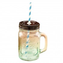 Gradient Green Mug Special Decor Artcraft Glass Drink Juice Milk with Straw
