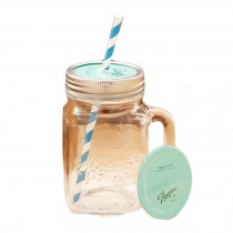 Transparent Mug Mint Cap Glass Cups with Straw Tea Milk Coffee Juice