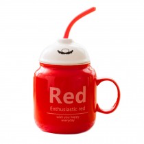 Feeding Bottle Coffee Mug Home Decor Milk Juice Cartoon Style Red Color