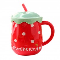 Strawberry Fruits Bottle Creative Mug with Straw Home Decor Milk Juice Drinkware
