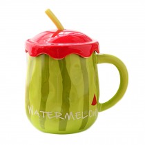 Milk Juice Coffee Cartoon Cup Watermelon Children Favorite Fruits Mug with Straw