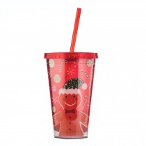 Cup with Lid Straw, Creative Double Wall Tumbler Cup, Travel Cup, Christmas D