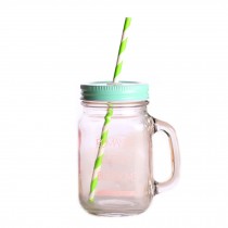 Cup with Lid Straw, Vintage Mason Cup, Travel Cup, Mason Jar With Handle  J