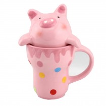Colorful Cute Cartoon Animal Mug /children's Milk Cup With Lid, Pig
