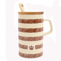 Creative Ceramic Coffee Mug/ Coffee Cup With Brown Stripes