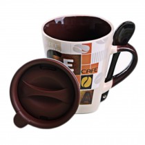 Creative Ceramic Coffee Mug/ Coffee Cup With Printing, Cream White