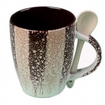 Creative Ceramic Coffee Mug/ Coffee Cup With Colorful Printing, Brown