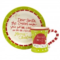 Creative New Year Gifts Printed Mug Coffee Cup Mark Cup Dish Combination ,Green