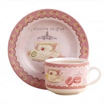 Hand-Drawn English Style Coffee Cup Tea Cup With Dish,Pink