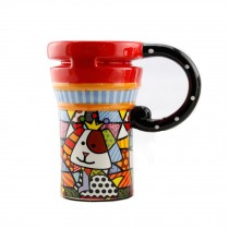 Painted Creative Mug Ceramic Cup Lid With Spoon, Large Capacity Cup, S