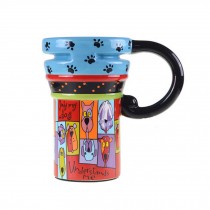 Painted Creative Mug Ceramic Cup Lid With Spoon, Large Capacity Cup, U