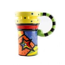 Painted Creative Mug Ceramic Cup Lid With Spoon, Large Capacity Cup, V