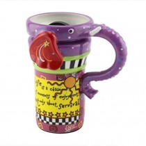 Painted Creative Mug Ceramic Elephant Cup Lid With Spoon, Large Capacity Cup, X
