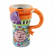 Painted Creative Mug Ceramic Elephant Cup Lid With Spoon, Large Capacity Cup, Z
