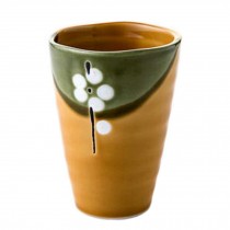 Set Of 2 Japanese Cherry Blossoms Pattern Ceramic Tea Cups Household Teacup, Khaki