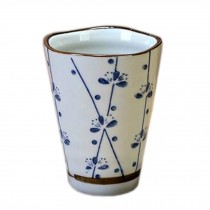 Set Of 2 Japanese Style Ceramic Tea Cups Household Teacup, Blue Plum