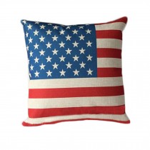 Cotton Linen Throw Cushion Cover And Inner Pillowcase 45*45cm American Flag Red