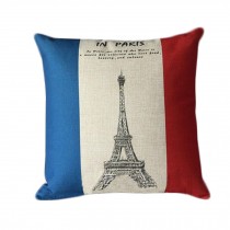 Cotton Linen Throw Cushion Cover And Inner Pillowcase 45*45cm French Flag