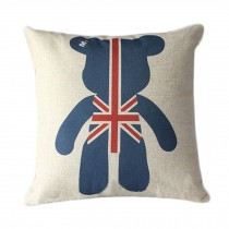 Cotton Linen Throw Cushion Cover And Inner Pillowcase 45*45cm Bear