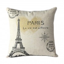 Cotton Linen Throw Cushion Cover And Inner Pillowcase 45*45cm Paris Yellow