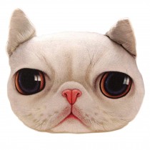 Realistic Personality Pillows Plush Toys 3 D Cartoon Cat Head Meow Cat White