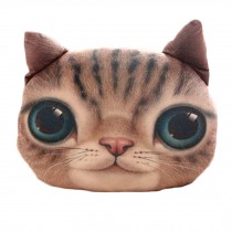 Realistic Personality Pillows Plush Toys 3 D Cartoon Cat Head Meow Cat Brown