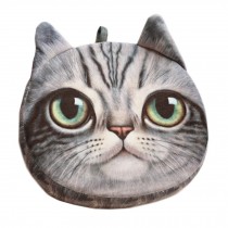 Realistic Personality Pillows Plush Toys 3D Cartoon Cat Head Meow Gray Cushion