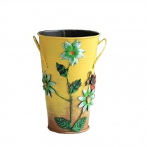 Creative Handcrafted &Hand-paint Iron Vase Flower Decoration Vase,Yellow
