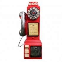 Home/Office Desk Decor Emulational Telephone Artware Piggy Bank Red