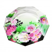 Fashion Home & Office Decor Crystal Ashtray Polygon Shape Ash Tray Camellia