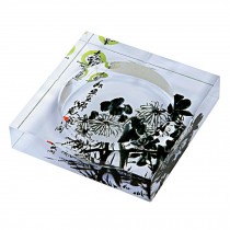 Creative Gifts Square Crystal Ashtray Elegant Glass Ashtray Chrysanthemum