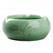 Chinese Ceramic Ashtray Cigar Ashtray Smoke Ash Holder , Green Orchid