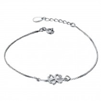 Fashion Eye-Catching 925 Silver Clover Bracelet Charm Bracelets